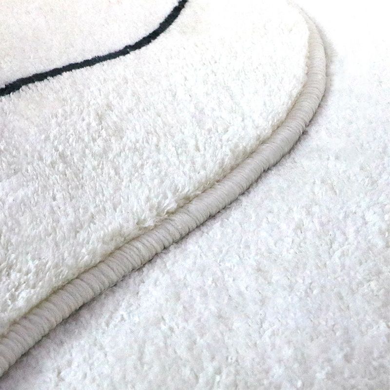 White Line Pattern Area Rug Polyester Area Carpet Non-Slip Backing Rug for Living Room