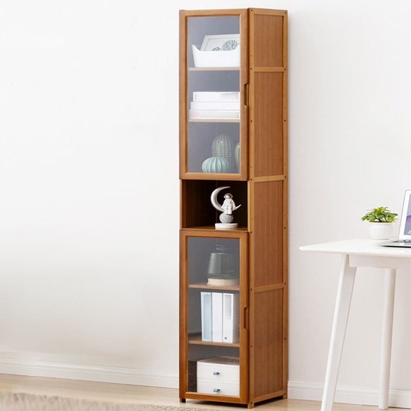 Vertical Standard Bookcase Contemporary Bamboo Closed Back Bookcase for Home Office