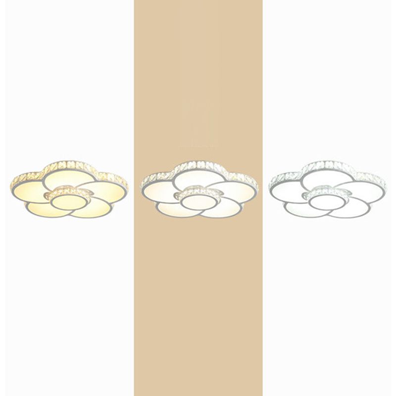 Crystal Floral Flush Mount Lighting Modern Style LED White Flush Mount Ceiling Fixture