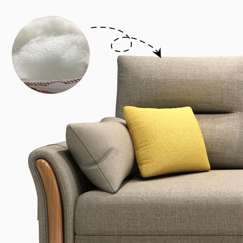 Convertible Flared Arm Sofa Bed Linen Sofa Bed in Brone for 3 peopl