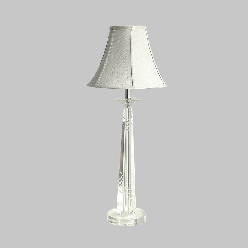 Clear Crystal Bell Night Light Traditional 1 Light Living Room Table Lamp in Light Gray