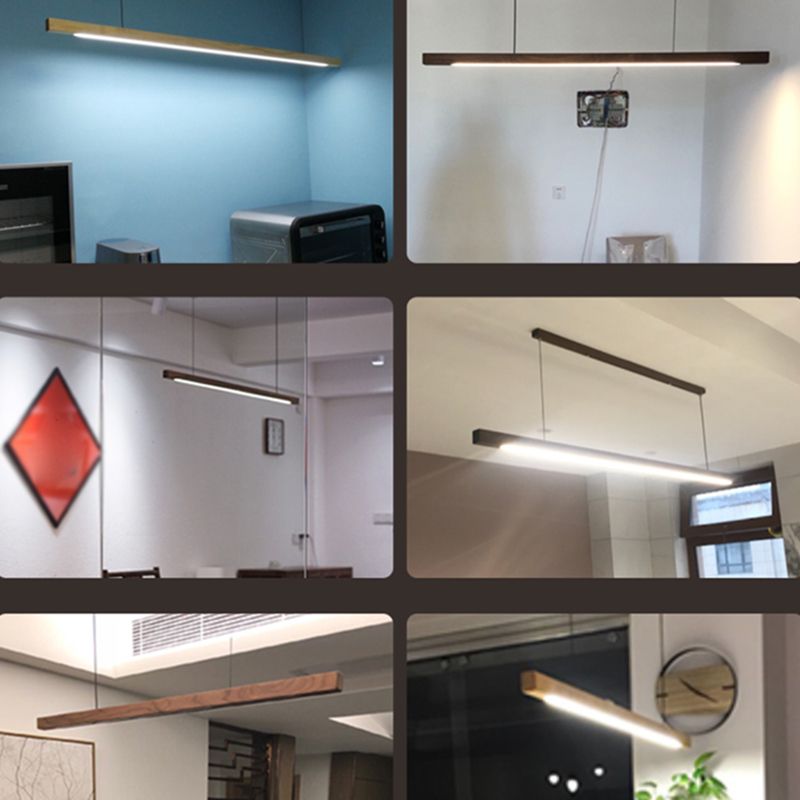 Nordic Style Strip Shape Island Light Wood LED Island Light for Living Room