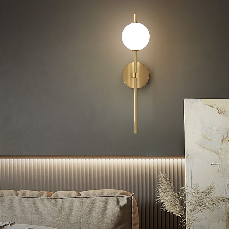Copper Gold LED Wall Sconce in Modern Minimalist Style Globe Glass Wall Lamp for Living Room