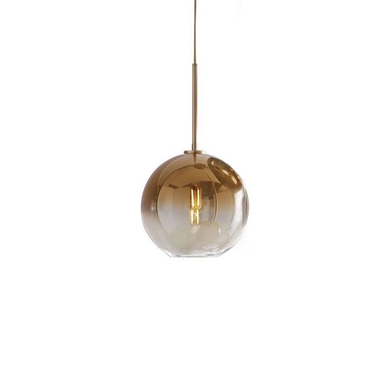 1 Head Globe Bedside Hanging Light Gradient Glass Modern Down Lighting Pendant
