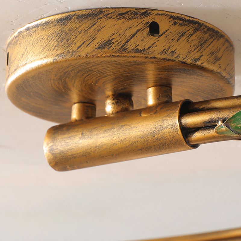 American Style Ceiling Light Flower Shape Ceiling Lamp with Glass Shade for Living Room
