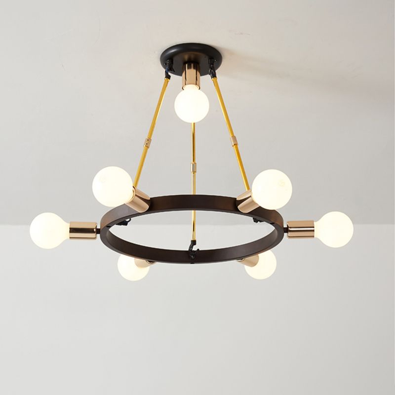 Metallschleife Kronleuchter Anhänger Licht Minimalist 7/9-Kopf-Schwarz und Gold Hanging Deckenlampe für Schlafzimmer