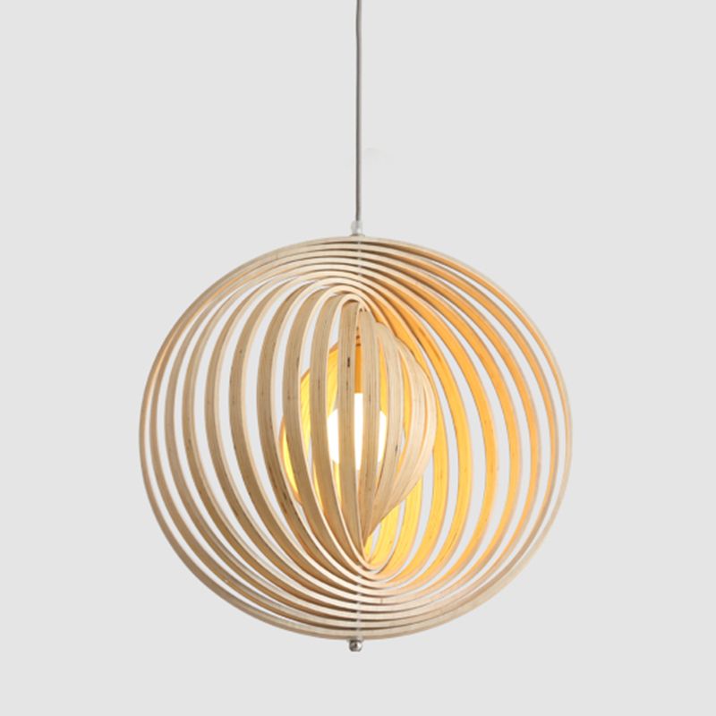Forme sphérique Éclairage suspendu en bois massif de style moderne 1 suspension légère pour le chevet
