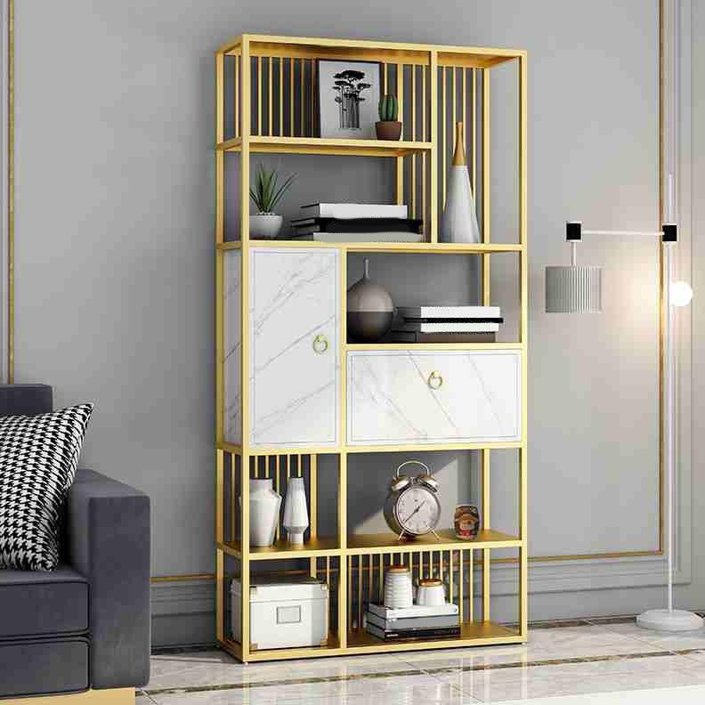 Modern Metal Shelf Bookcase Open Home Bookshelf with Cabinets
