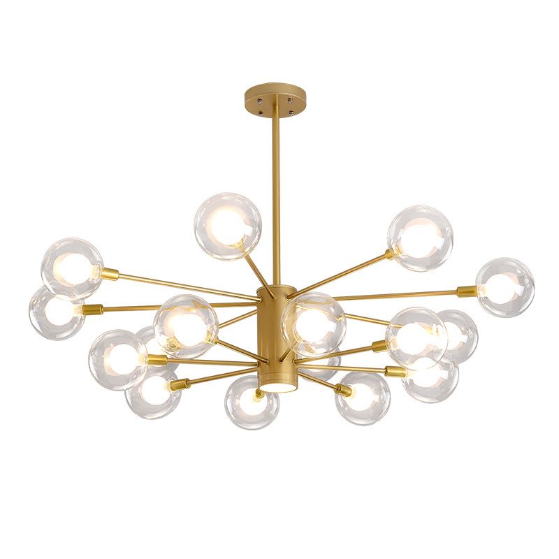 Post-Modern Starburst Hanging Chandelier Light Clear Globe Glass Ceiling Chandelier for Living Room