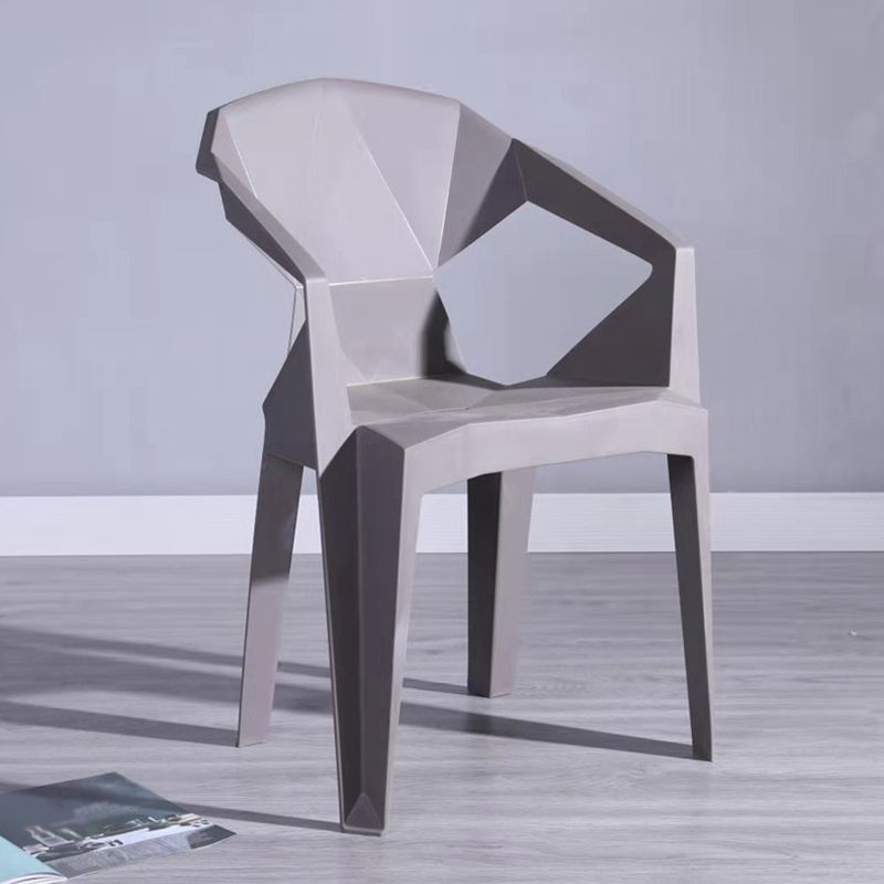 Home Contemporary Arm Chair Solid Back Plastic Stackable Dining Room Chair