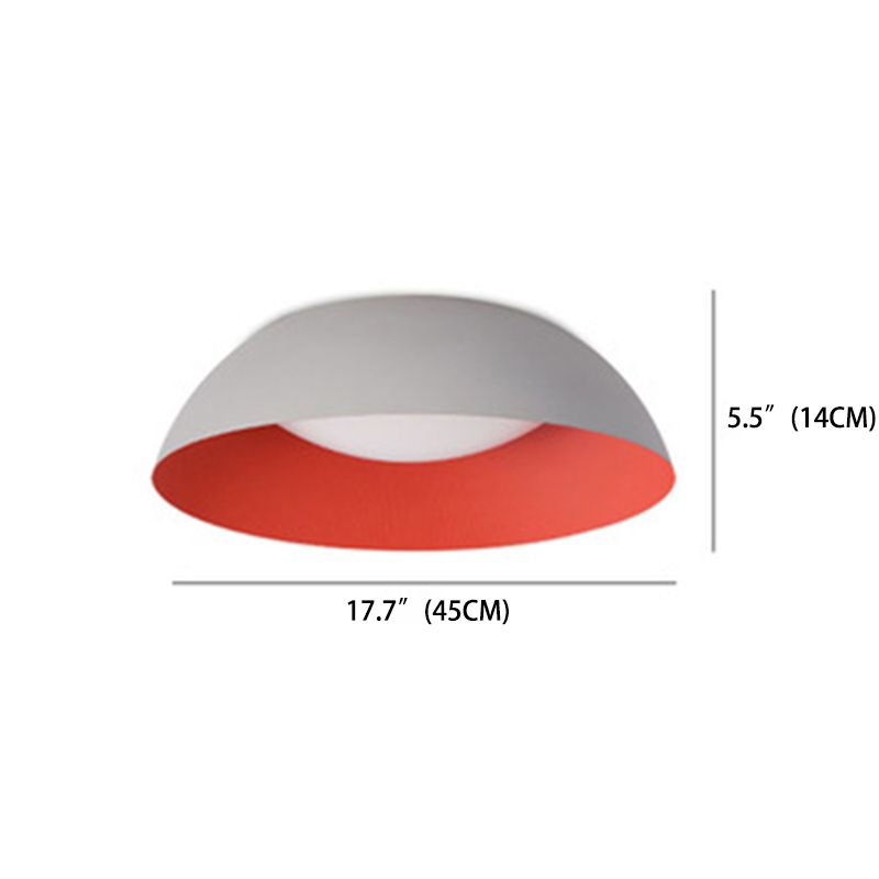 Nordic Style Bowl Shade Ceiling Lighting Metal Foyer LED Flush Light with Recessed Diffuser