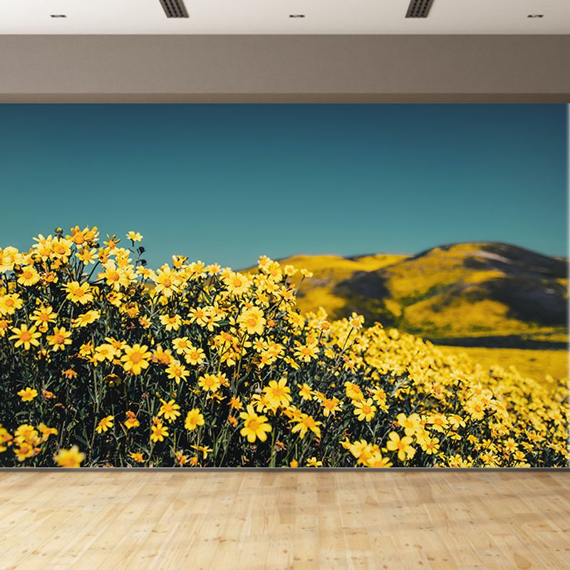 Flower Field Stain Resistant Mural Washable Wallpaper Sitting Room Wall Mural