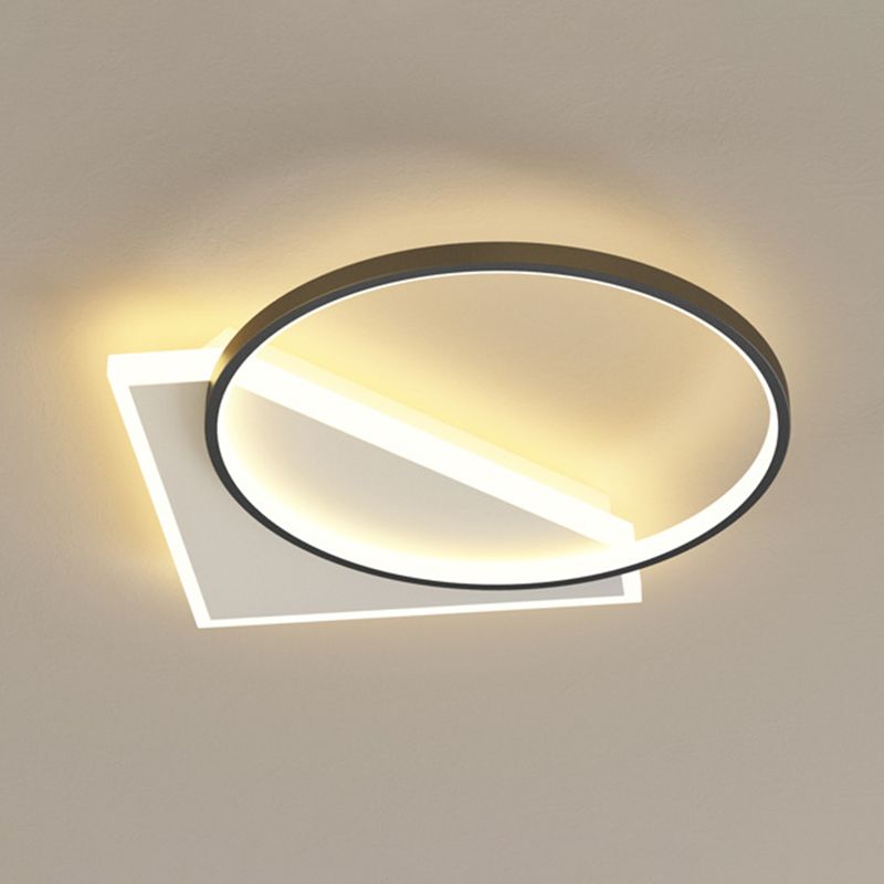 Plafonnier encastré géométrique en métal, LED moderne, proche du plafonnier, noir et blanc