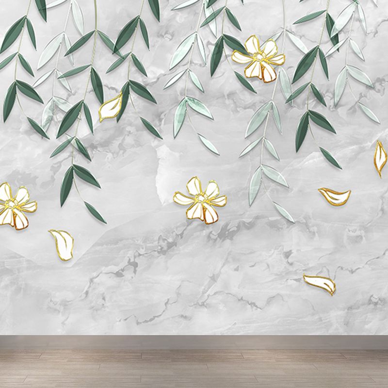 Modern Leaves Print Mural Soft Color Living Room Wall Art, Custom Size Available