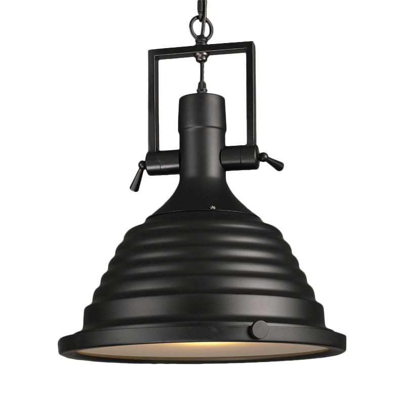 Black 1 Bulb Lulb Light Style Industrial Style Industric Flampedrogamera con diffusore smerigliato, 14 "/16" W