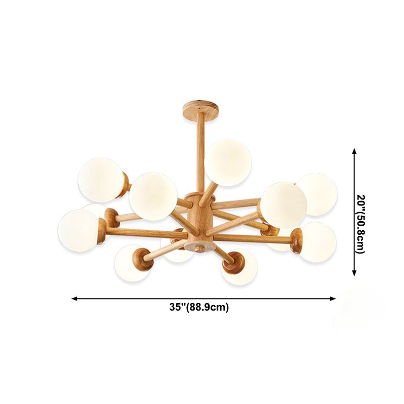 Globe Chandelier Light Fixture Modern Wood Pendant Lighting for Restaurant
