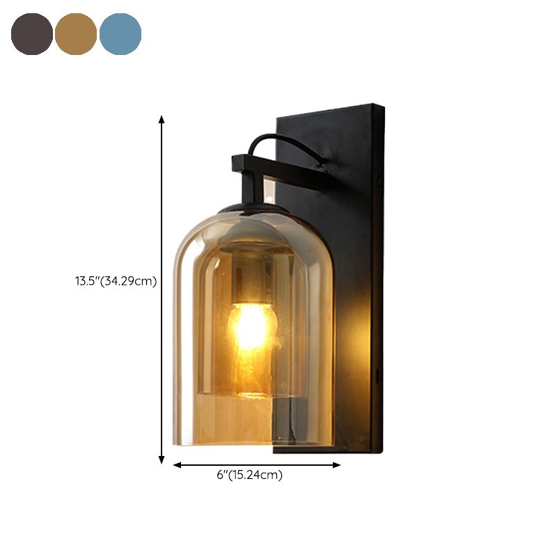 Cylinder Shape Glass Vanity Lamp Industrial Style 1 Light Vanity Light Fixture
