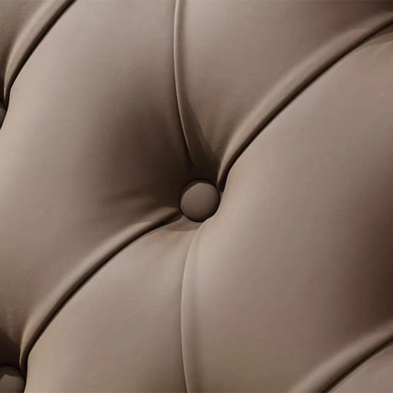 Tufted Upholstered Standard Bed Solid Wood King Bed in Brown of 72.8" H