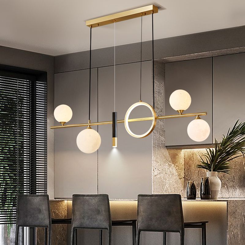 Shaded Dinning Room Island Pendant Light Metal LED Contemporary Island Light Fixture in Gold