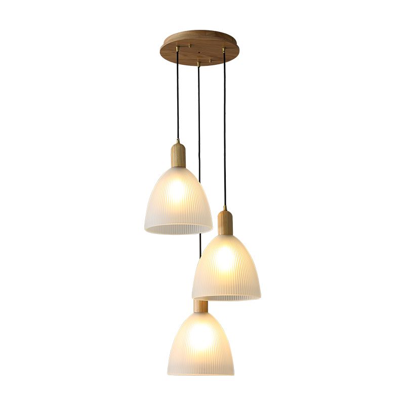 Wooden Dome Pendant Light in Modern Concise Style Glass Indoor Hanging Lamp
