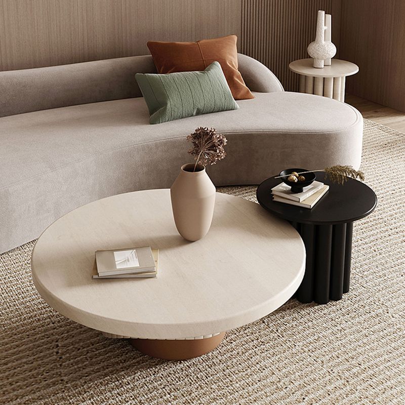 Nordic Wood Pedestal Coffee Table Macaroon Round Nesting Coffee Table