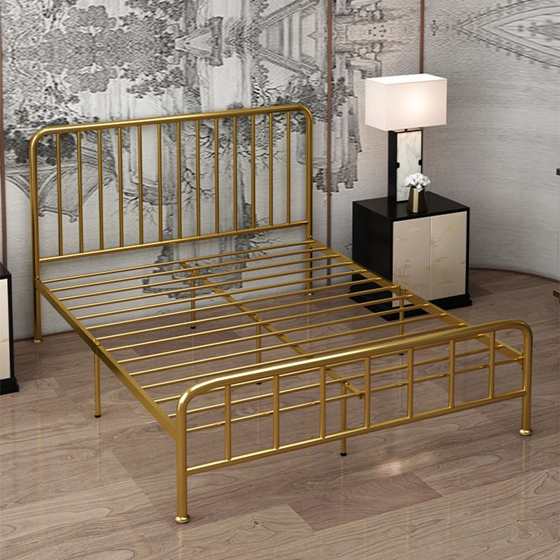 Modern Slat Bed Spindle Metal Open-Frame Bed with Custom Gold Legs