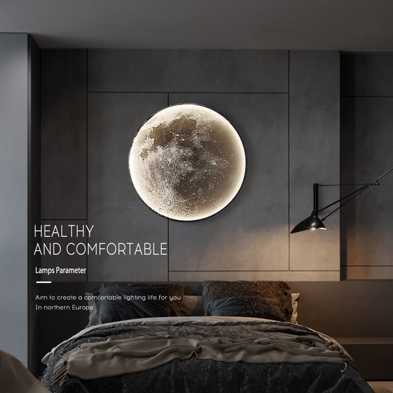 LED Modern Metal Wall Sconce Circle Shape Wall Light with Acrylic Shade for Bedroom