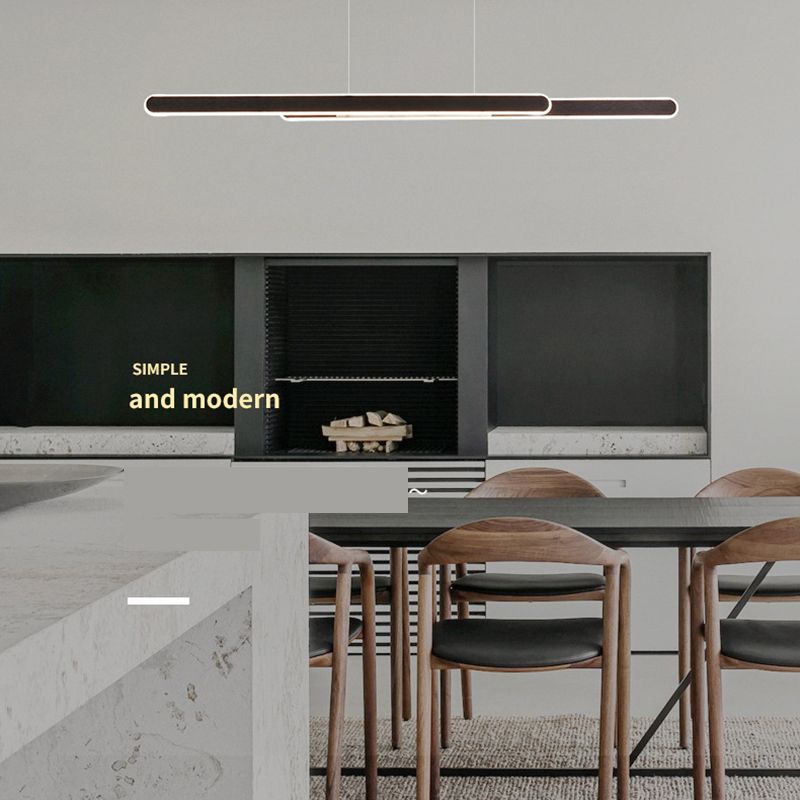 Accensione dell'isola a 2 luci Minimal Style Lampone in metallo a forma lineare