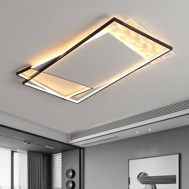 LED géométrique à LED à LED à lutte contre le plafond à la simplicité moderne Plume Plured Fer Flush Mount pour le salon