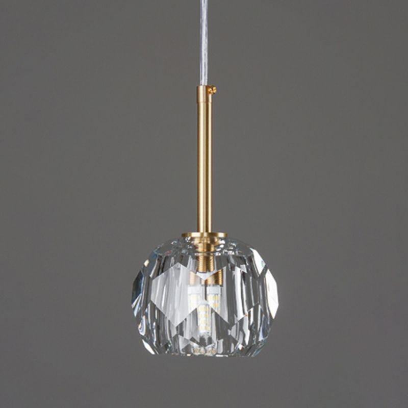 1 Lichthängeleuchte moderne Globus-Federlampe mit klarem Kristallschatten