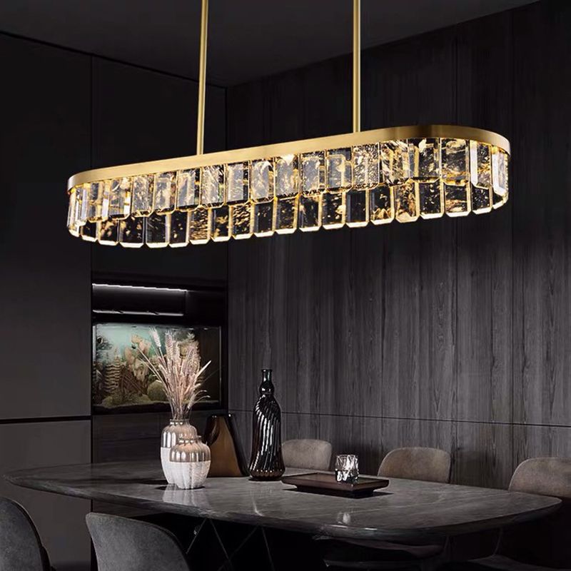 Oval Crystal Island Pendant Lighting Contemporary Dining Room Island Light Fixtures