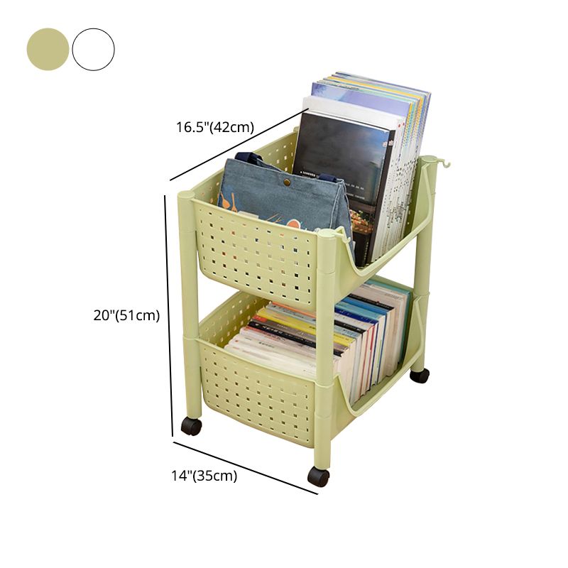 Plastic Standard Bookcase Contemporary Style Open Back Bookshelf with Wheels