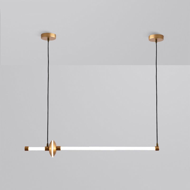 Metal Linear Island Pendant Modern 2-Light Island Lighting for Dining Room