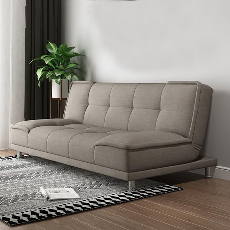 Contemporary Convertible Armless Cotton Blend and Faux Leather Sofa Bed