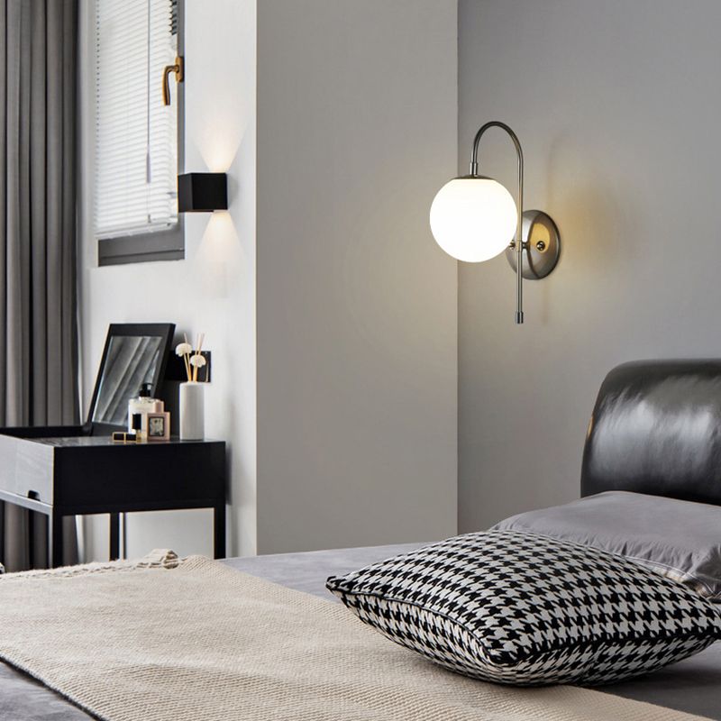 Glass Globe Wall Light Modern 1-Light Wall Lights for Bedroom