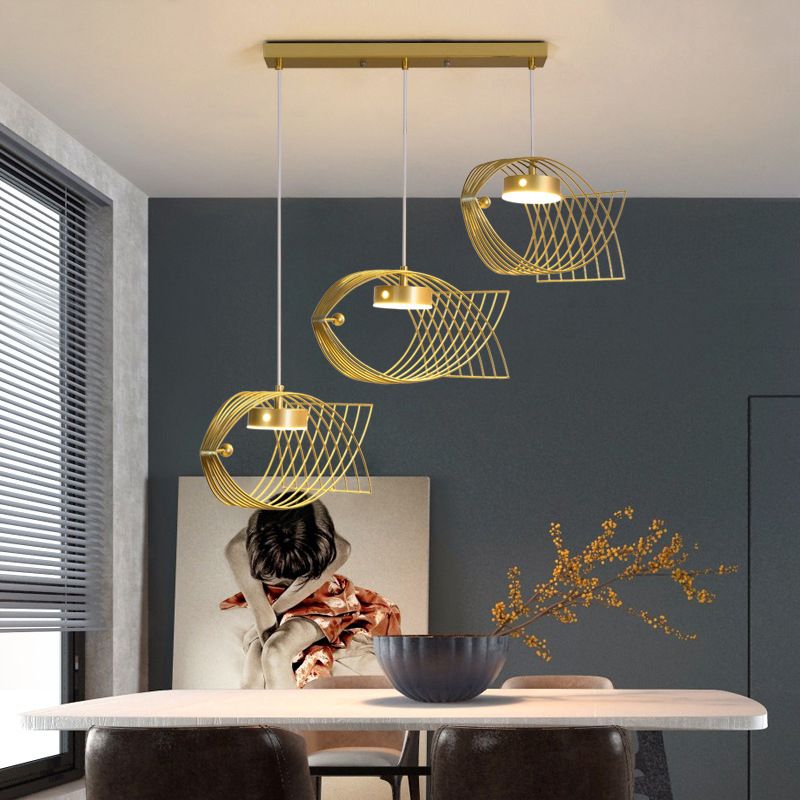 Luz colgante de pescado artístico Minimalista Metal Comedor LED LECHE