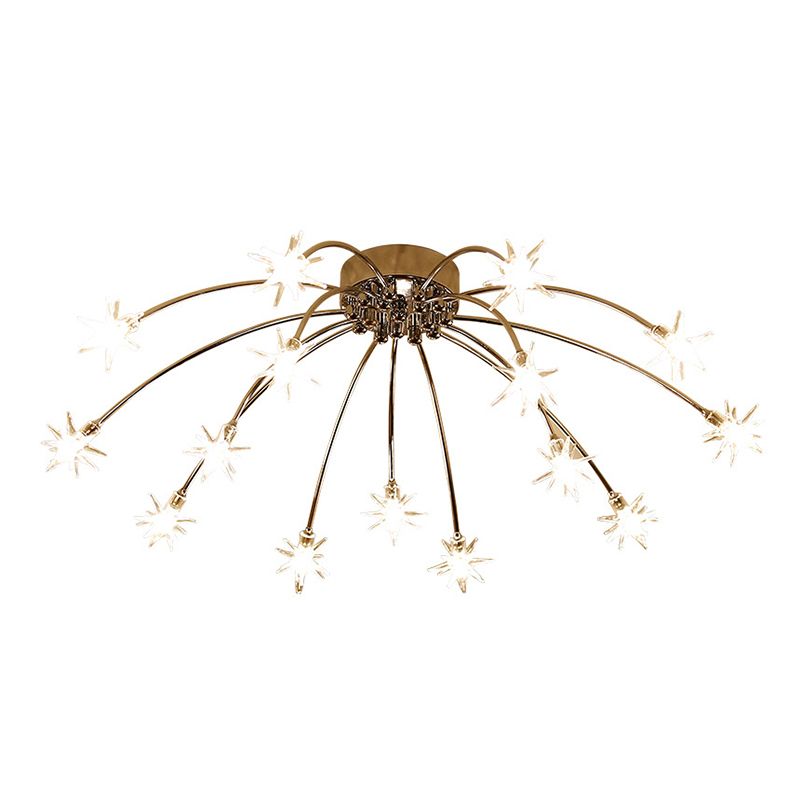 Lámpara de techo Radial Star en soporte semiempotrado LED de metal de estilo moderno y lujoso para dormitorio