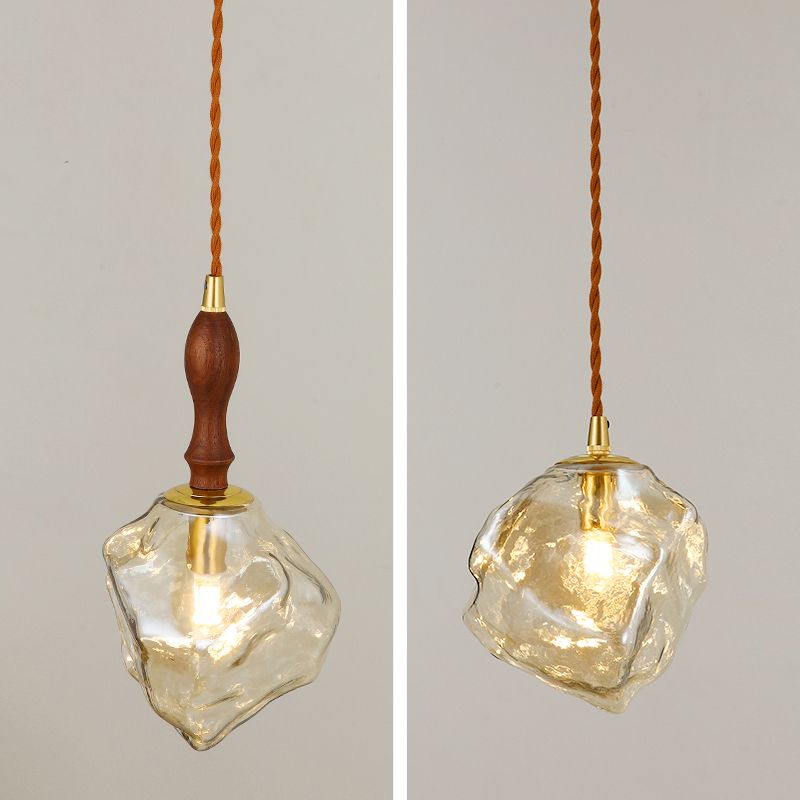 Kit de lumière en verre transparent léger en verre transparent à 1 lumière pour salle à manger