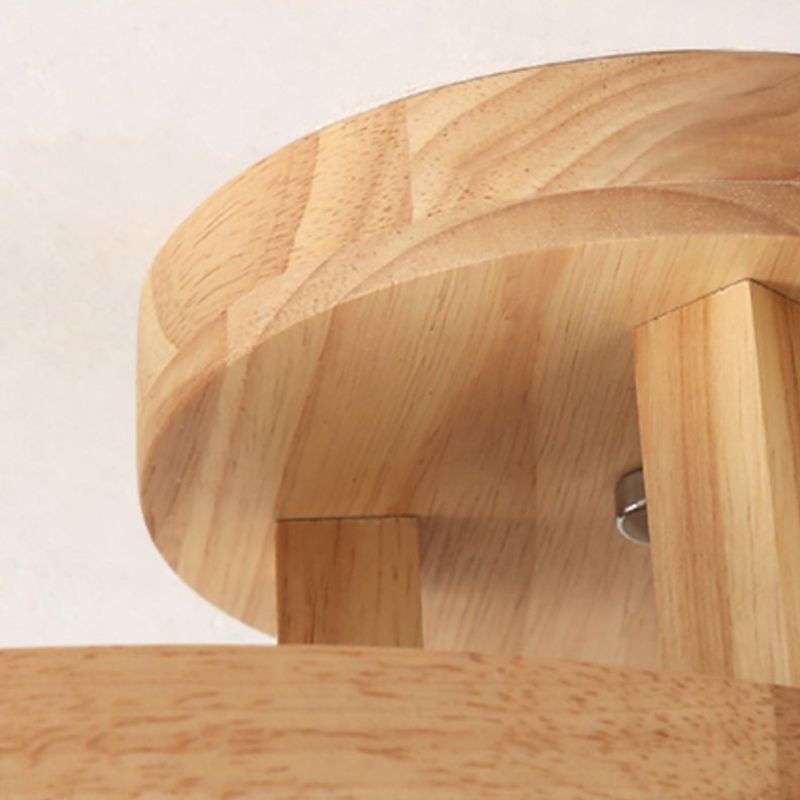 Modern Style Ceiling Mount Light Wooden Spherical with Glass Shade for Bedroom