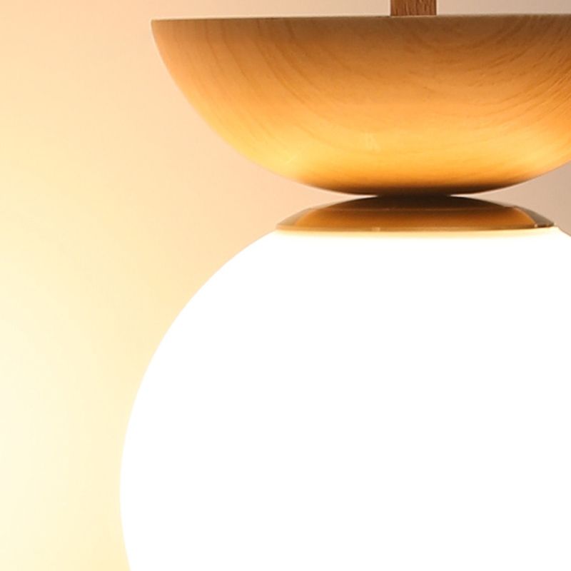 1-Light 6" Wide Pendant Lighting Fixture with White Globe Glass Shade for Restaurant