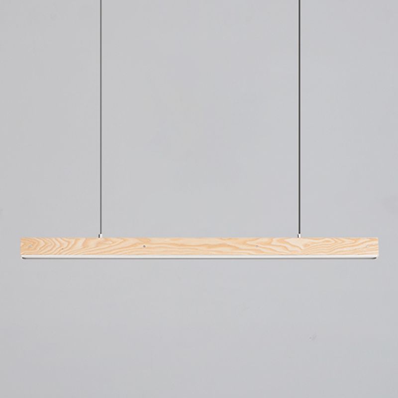 Linear Wood Island Light Fixture Modern Ceiling Pendant Light for Tea Room