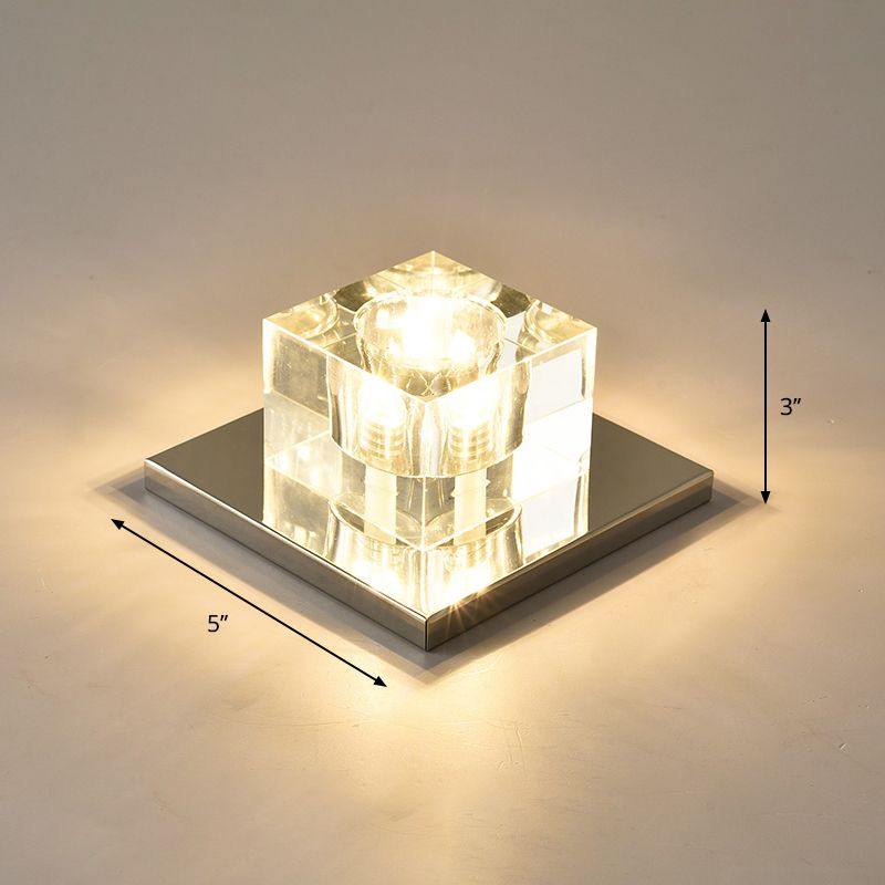 Crystal Block Mini Flush Light Modern Style Clear LED Flush Ceiling Light für Korridor