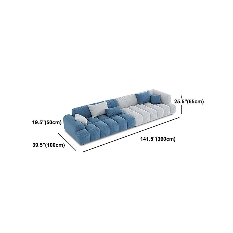 Scandinavian Sofa & Chaise in Blue and White Recessed Arm Sofa