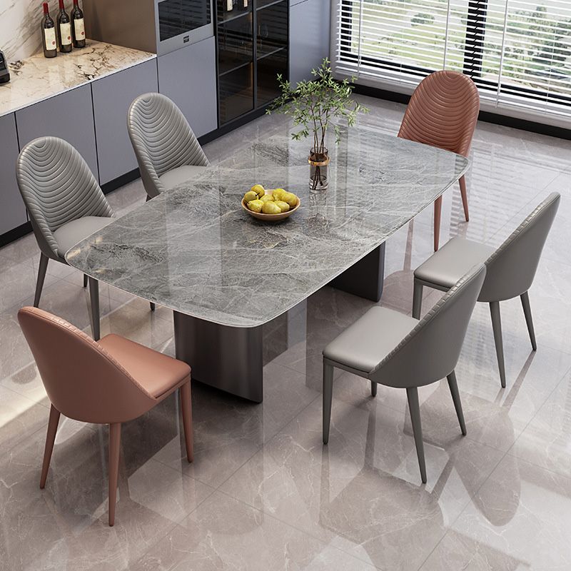 Simplicity Style Dinette Table Rectangle Stone Dining Room Table for Kitchen