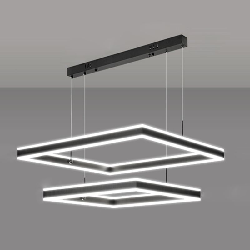 Lampade per lampadari quadrati moderni per soggiorni a sospensione multilivate per soggiorno
