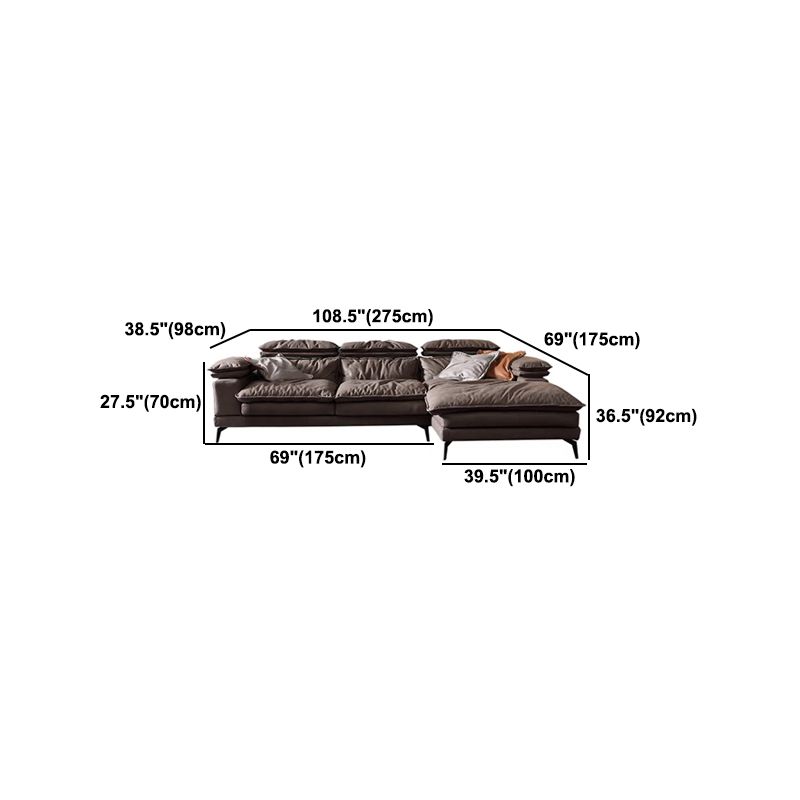 Modern Style Sofa Bed Imitation Leather Material Grey/khaki/coffee Feather Padded Sofa