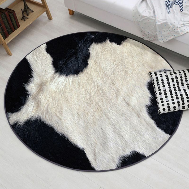 Round Trendy Visual Printed Rug Multicolor Polyester Area Carpet Stain Resistant Rug for Living Room