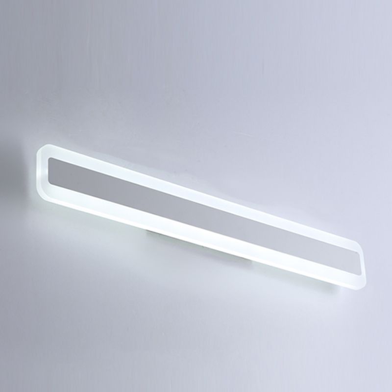 Metal Linear Shade Wall Sconce Modern Style 1-Light Mirror Wall Lighting Fixture in White