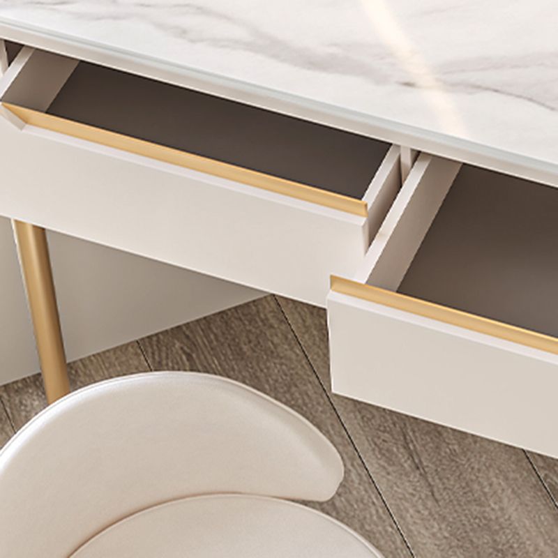 Slate Top Makeup Vanity Set with Drawers, Glam Makeup Vanity Desk Table