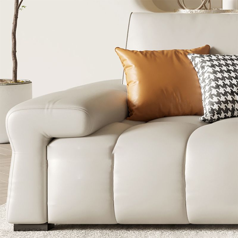 Pillow Top Arm L-shape Sectional Genuine Leather Sectional with Pillows